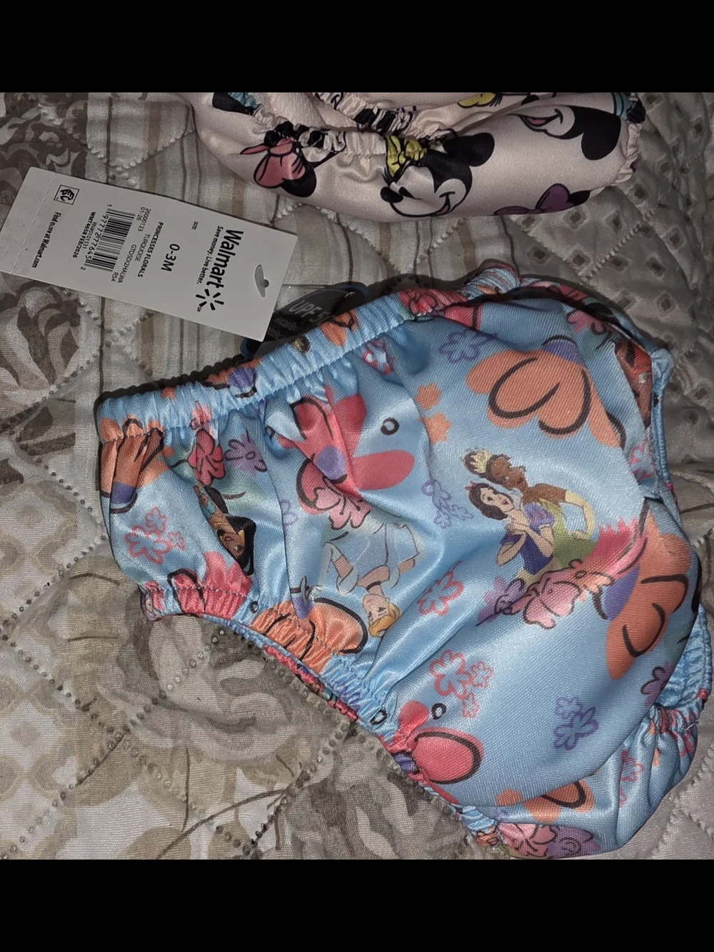 Disney Light Blue Floral Swim Footie with Pink & Orange Accents $20 For Both